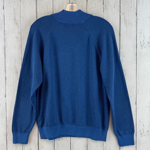 Vineyard Vines Navy Blue Stripe 100% Cotton Quarter-Zip Pullover Size Medium - Picture 10 of 13